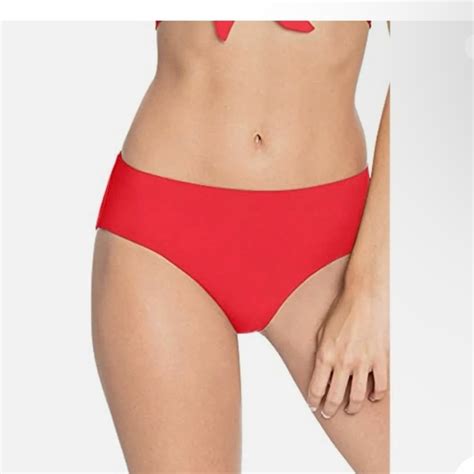 Robin Piccone Swim Robin Piccone Ava High Rise Bikini Bottom Red