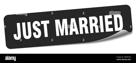 Just Married Sticker Just Married Rectangular Label Isolated On White