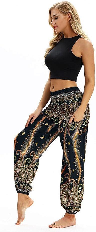 Damen Leichte Sommer Hose Flowy Boho Harem Festival Hippie Fashion