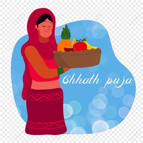 Hand Painted Cartoon Indian Fruit Date God Chhath Puja Illustration