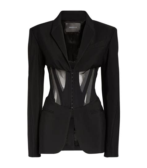 Womens Mugler Black Corset Blazer Harrods Uk