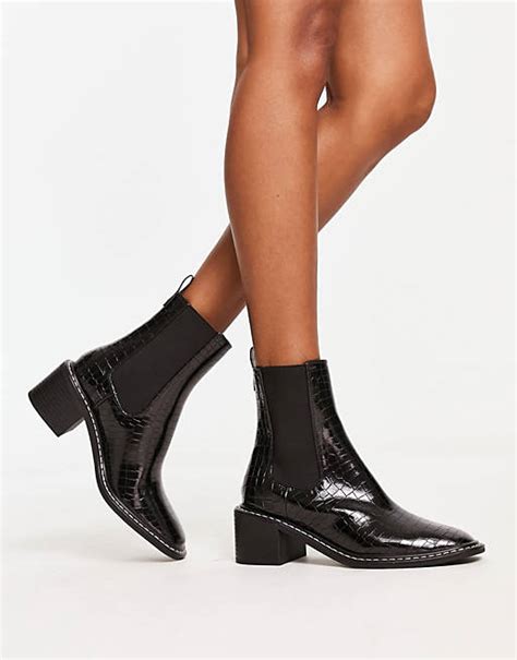 River Island Patent Heeled Chelsea Boots In Black Asos