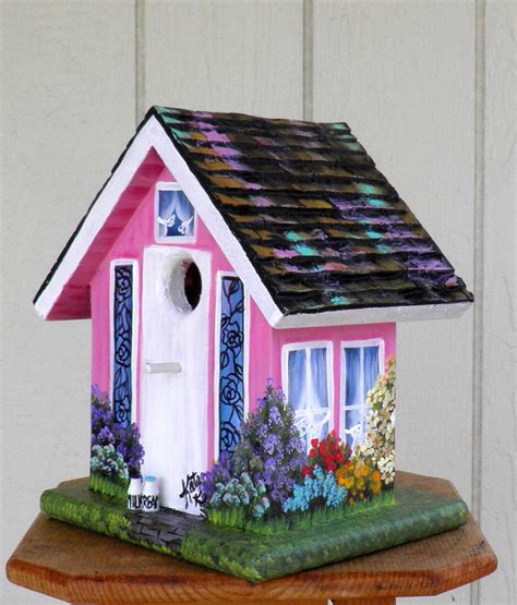 Outdoor Bird House Handcrafted And Hand Painted Yard Or Home Etsy