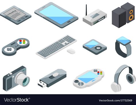 Different electronic gadgets collection isometric Vector Image