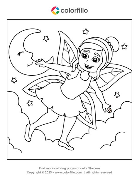 Free Online Flying Fairy Coloring Page - colorfillo