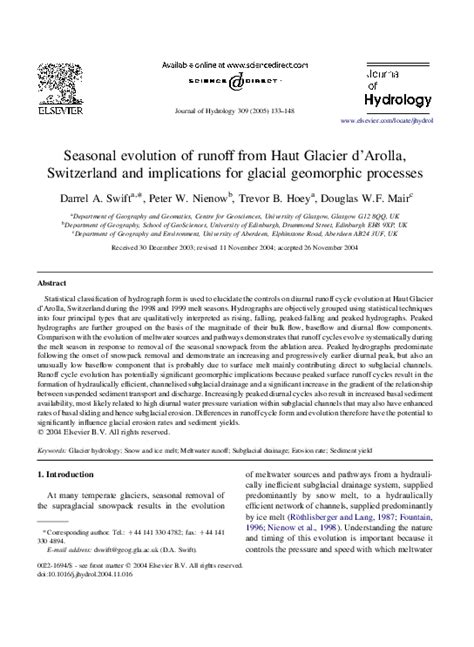 (PDF) Seasonal evolution of runoff from Haut Glacier d'Arolla ...