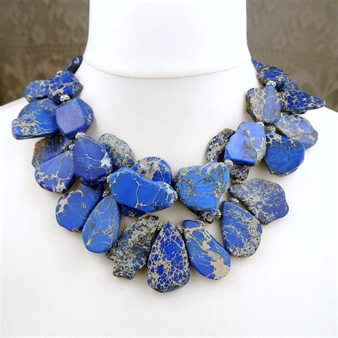 Blue Sea Sediment Jasper Statement Necklace Imperial Jasper Etsy UK