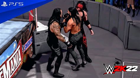 WWE 2K22 Kane Undertaker Vs Roman Reigns 2 On 1 Handicap Match