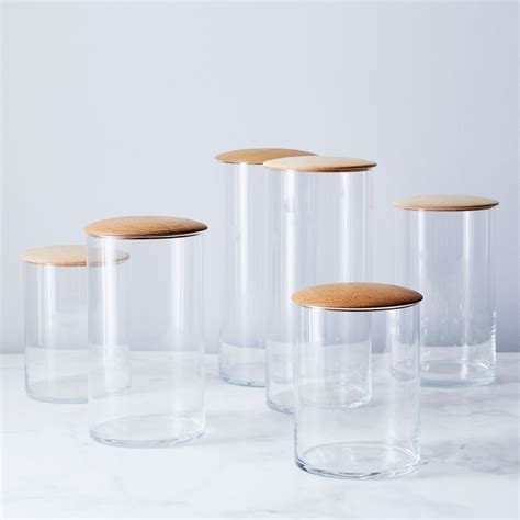 Hawkins New York Simple Storage Containers Glass And Wood 3 Sizes