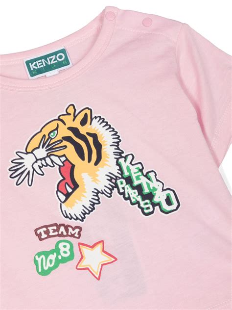 Kenzo Kids Tiger Print Cotton T Shirt Pink Farfetch