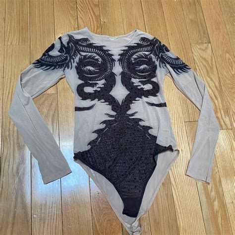 Dolls Kill Tops Kikiriki Nude Mesh Dragon Snake Bodysuit Poshmark