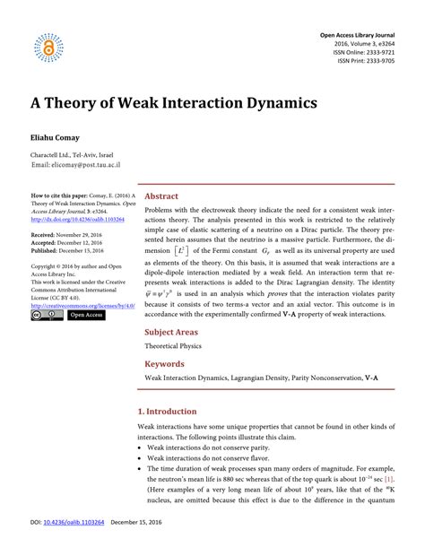 theory  weak interaction dynamics