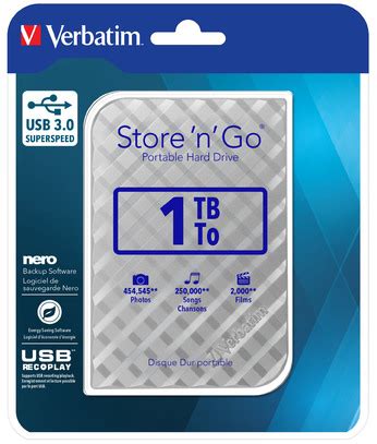 Verbatim Store N Go Usb Hard Drive Tb Silver Store N Go Usb