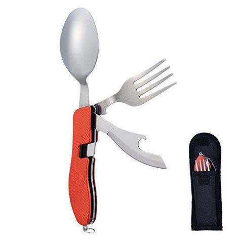 Camping Eating Utensils Hikenture 4 In 1 Stainless Steel Fork Knife