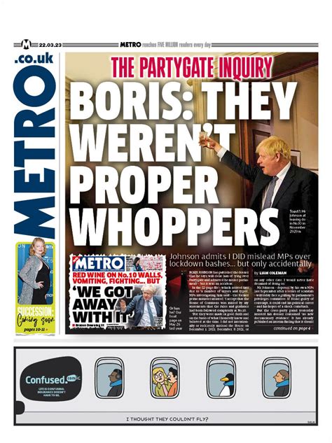 Metro Front Page 22nd Of March 2023 Tomorrows Papers Today