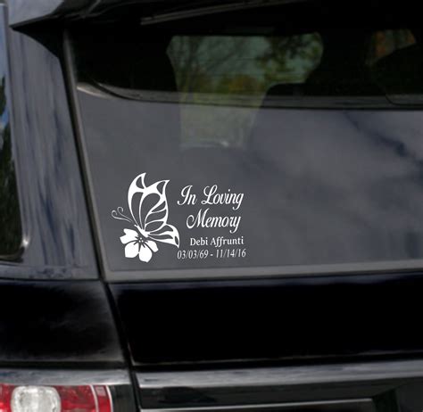 Butterfly In Loving Memory Car Decal Butterfly Memorial Car Etsy