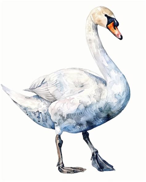 Premium Photo | A sideview swan walking watercolor