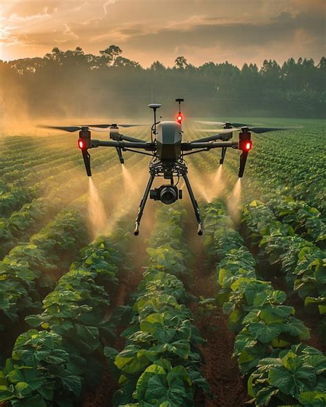 Premium Photo | A Drone Spraying Organic Pesticides Over Background