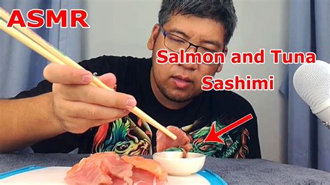 Asmr Thai Salmon And Tuna Sashimi Eating Sound No Talking แซลม่อนทูน่าซาชิมิ Asmrmiki