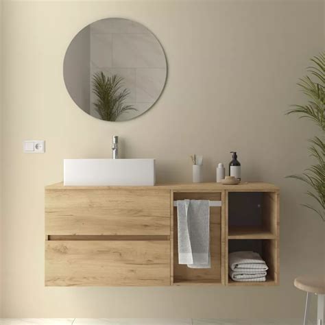 Mobile Bagno Sospeso Portalavabo Cm Con Toletta Vano A Giorno