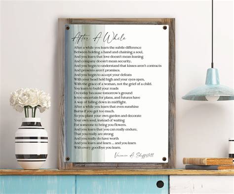 After A While Poem On Metal Print Reclaimed Wood Frame Veronica A