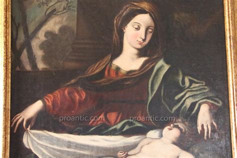 Proantic Huile Sur Toile Vierge à l Enfant école Italienne XVI