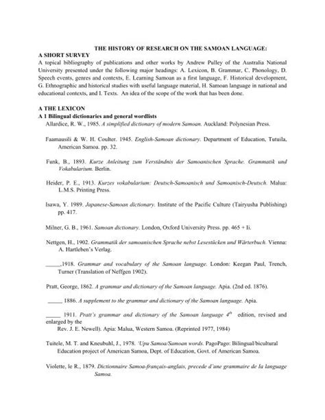 the history of research on the samoan language - American Samoa ...