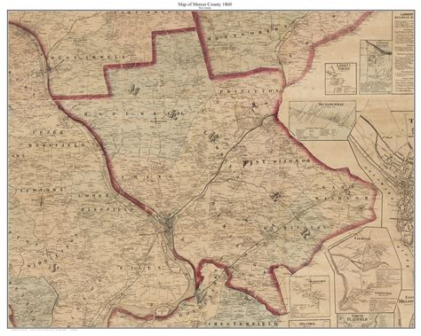 Mercer County New Jersey 1860 Old Map Custom Print Old Maps