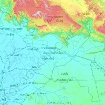 Prachin Buri Province Topographic Map Elevation Terrain