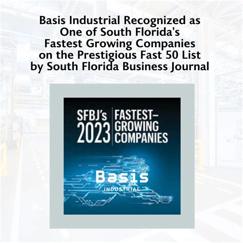 Basis Industrial Recognized on South Florida Business Journal’s ...