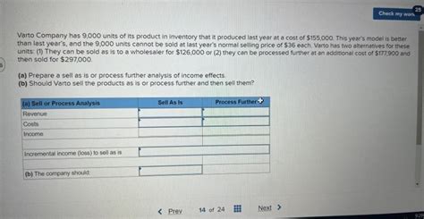 Solved Varto Company Has 9 000 Units Of Its Product In Chegg