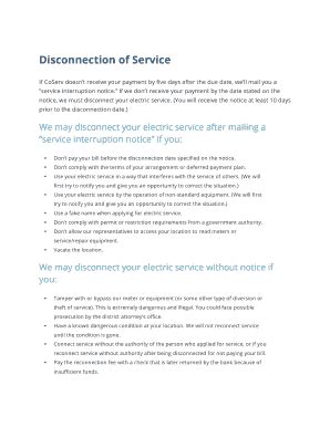Fillable Online Disconnection Of Service Fax Email Print Pdffiller