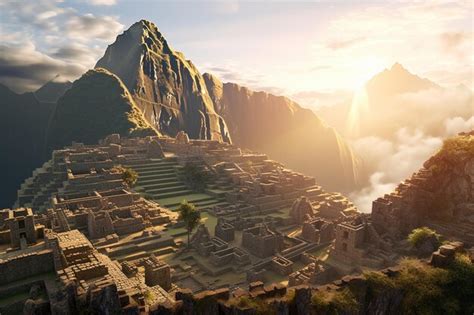 A Antiga Cidade Inca De Machu Picchu Ao Nascer Do Sol Foto Premium