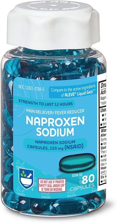 Amazon.com: Rite Aid, Naproxen Sodium Capsules - 220Mg, 80 Count : Health & Household