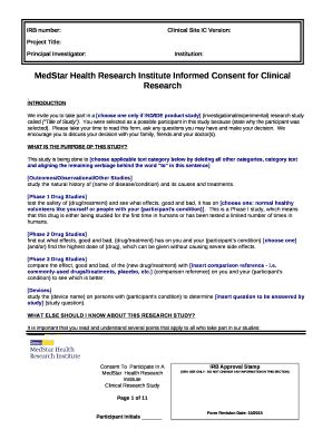 Ined Consent For Clinical Research Medstar Health Doc Template