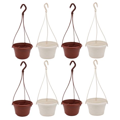 Homemaxs 8 Sets Hanging Type Flowerpots Plastic Plant Pots Decorative