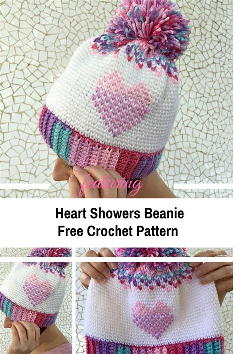 Crochet Heart Beanie Pattern Full Of Color And Contrast Knit And