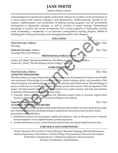 Academic Cv For Professionals Download Pdf