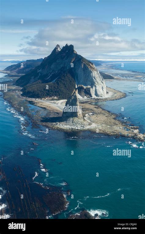 Gulf Of Alaska The Lighthouse And Rock Pinnacle At Cape St Elias On