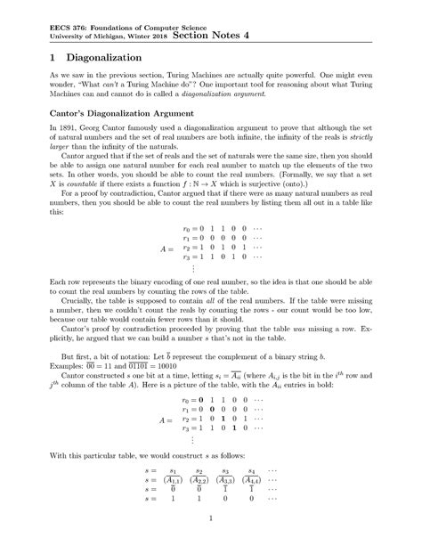 Section Notes 4 EECS 376 Foundations Of Computer Science University