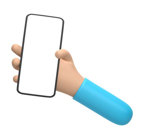 3d Rendering Cartoon Hand Holding Mobile Smartphone Isolated On