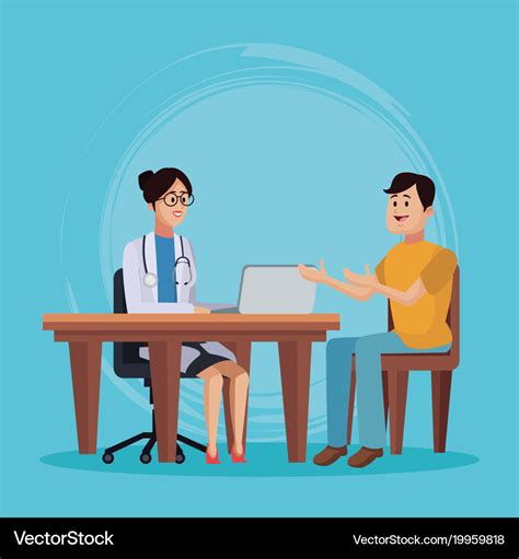 Doctor with patient cartoon Royalty Free Vector Image