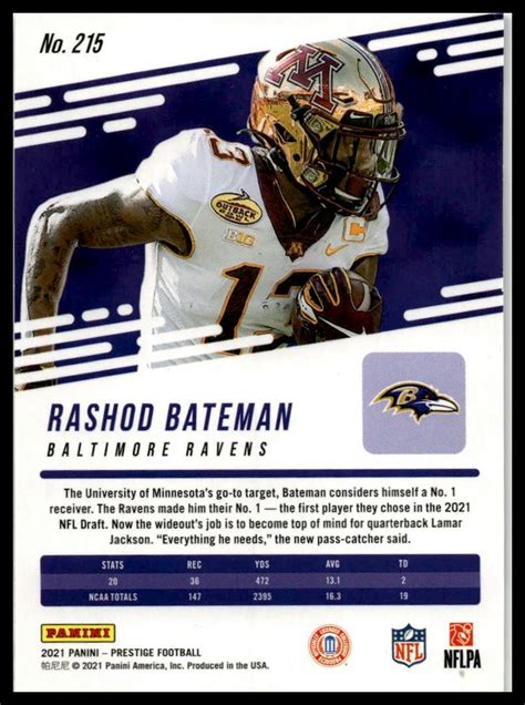 Panini Prestige Rashod Bateman Ebay