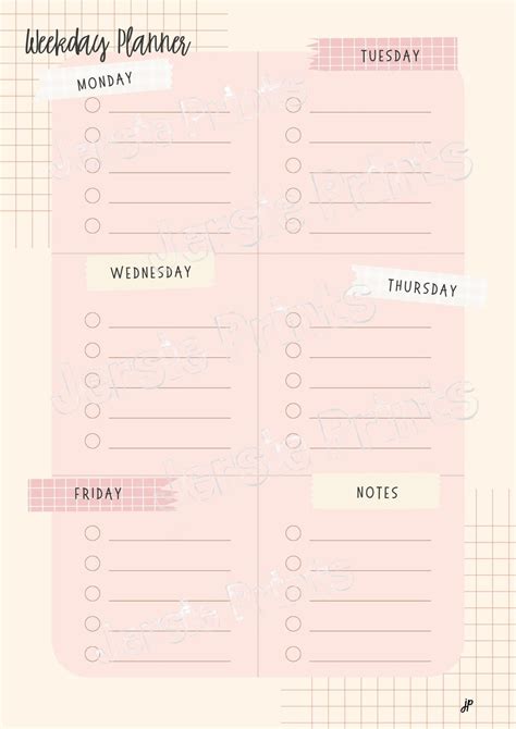 Weekday Planner / Weekday Calendar / Printable Calendar / Organization ...