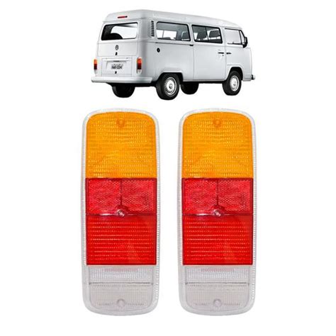 Par Lente da Lanterna traseira VW Kombi 1976 a 2012 Tricolor Âmbar