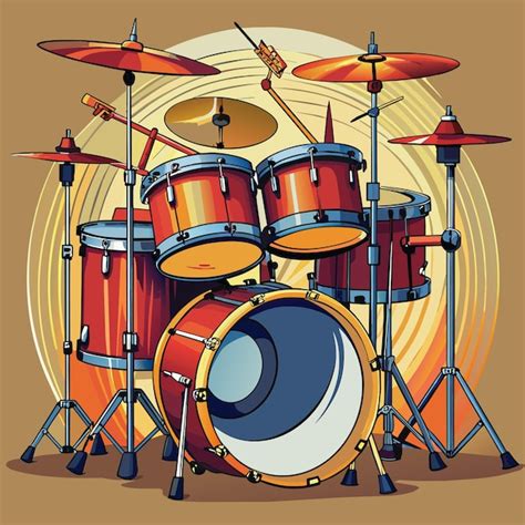 Premium Vector | A drawing of a drum set with a drum set