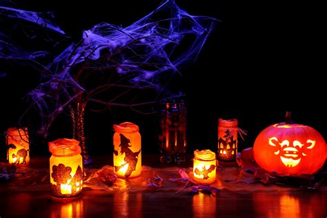 picture halloween lanterns pumpkin spider webs