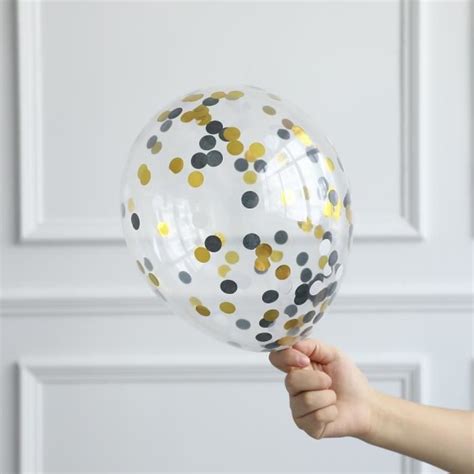 Confettis Black Gold Ballons En Latex Avec Confettis Pi Ces