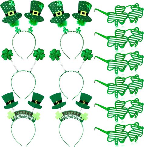 Whaline 12 Pcs St Patricks Day Accessories Set Include 6 Pcs St Patricks Headband