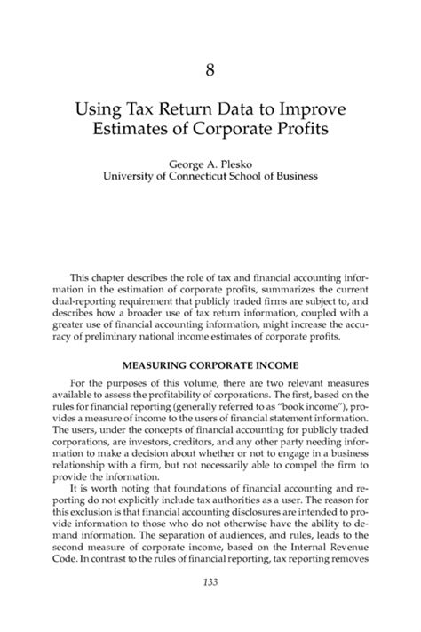 Using Tax Return Data To Improve Estimates Of Corporate Profits